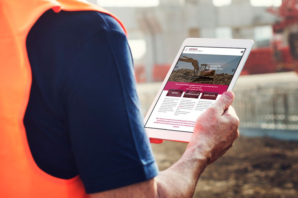 Contractor uses Northgate Land Development's new website on a tablet