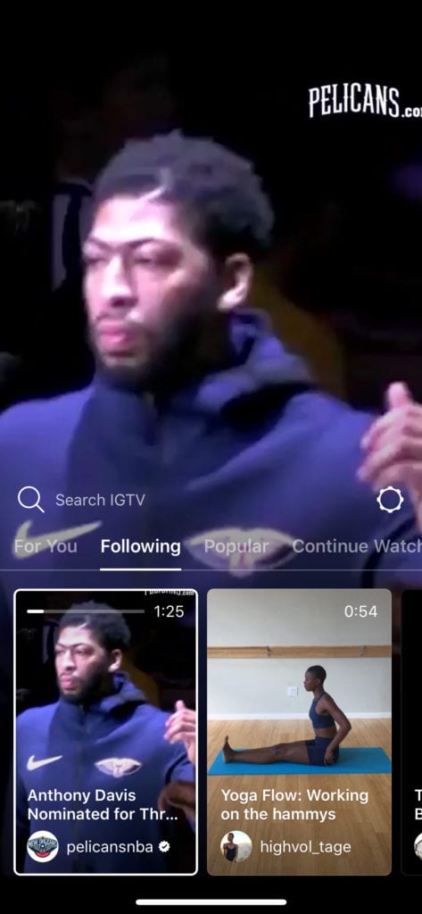 Videos such as these appear in the Following section of IGTV.