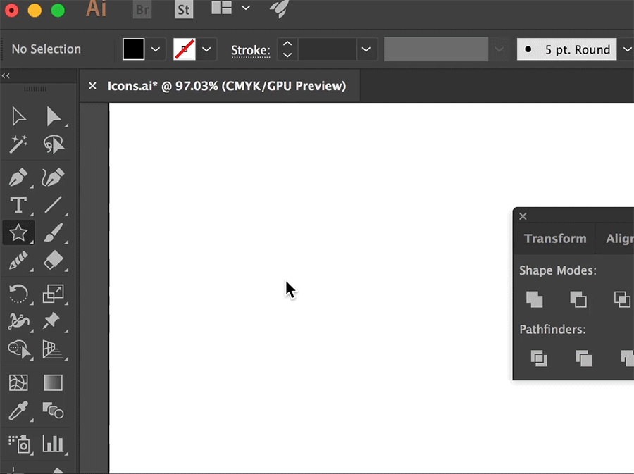 Gif of creating a star in adobe illustrator