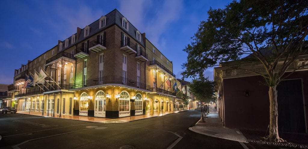 Chateau LeMoyne hotel at night