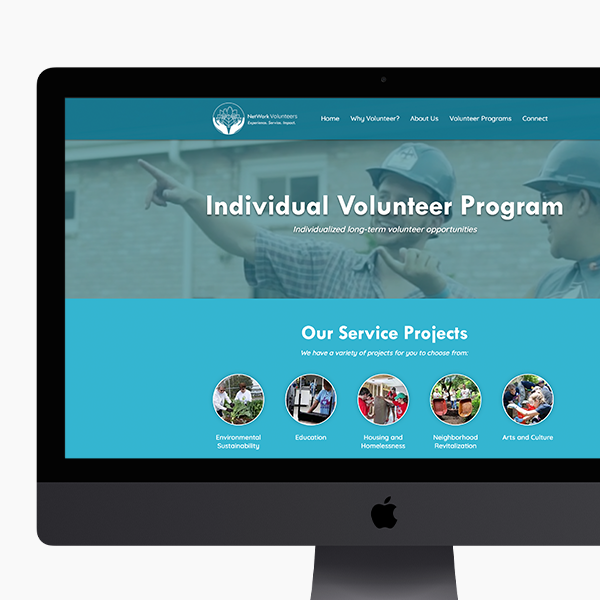 NetWork Volunteers Individual Volunteer Program page on iMac