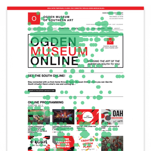Gif that scrolls through a click-based heat map of the Ogden's home page that we included in their reports