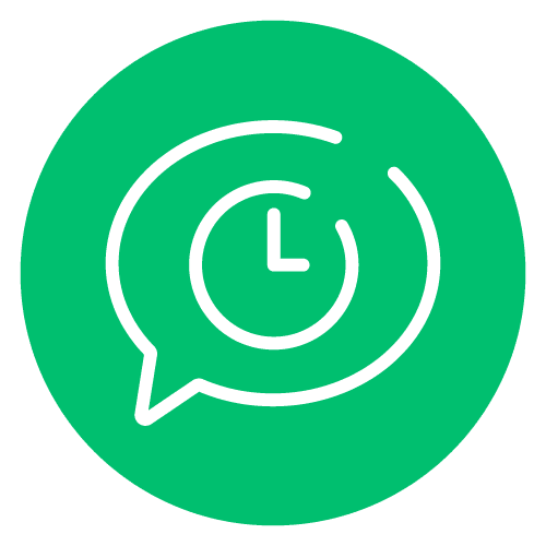 Chat bubble with clock icon