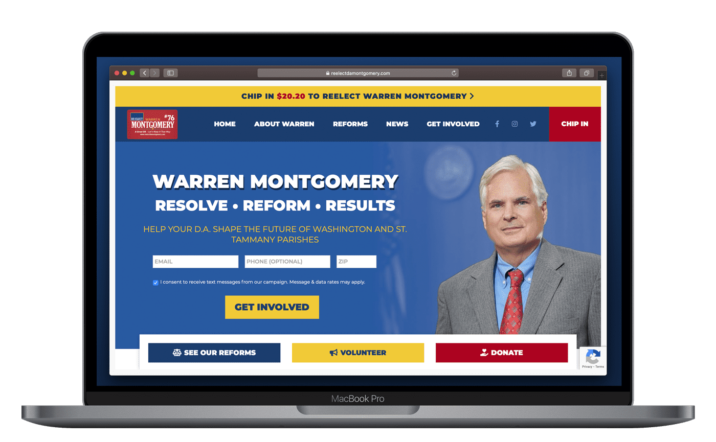 D.A. Warren Montogomery website laptop mockup