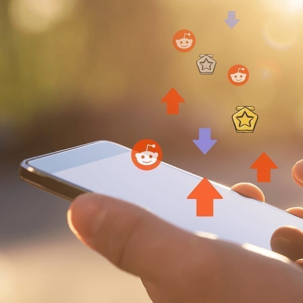 Reddit upvotes and downvotes icons on phone