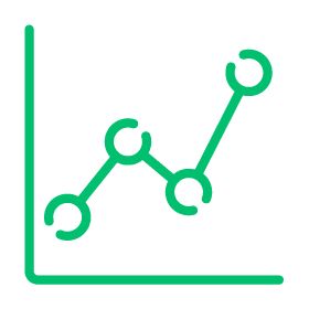 Green Icon of Analytics Trending Upwards