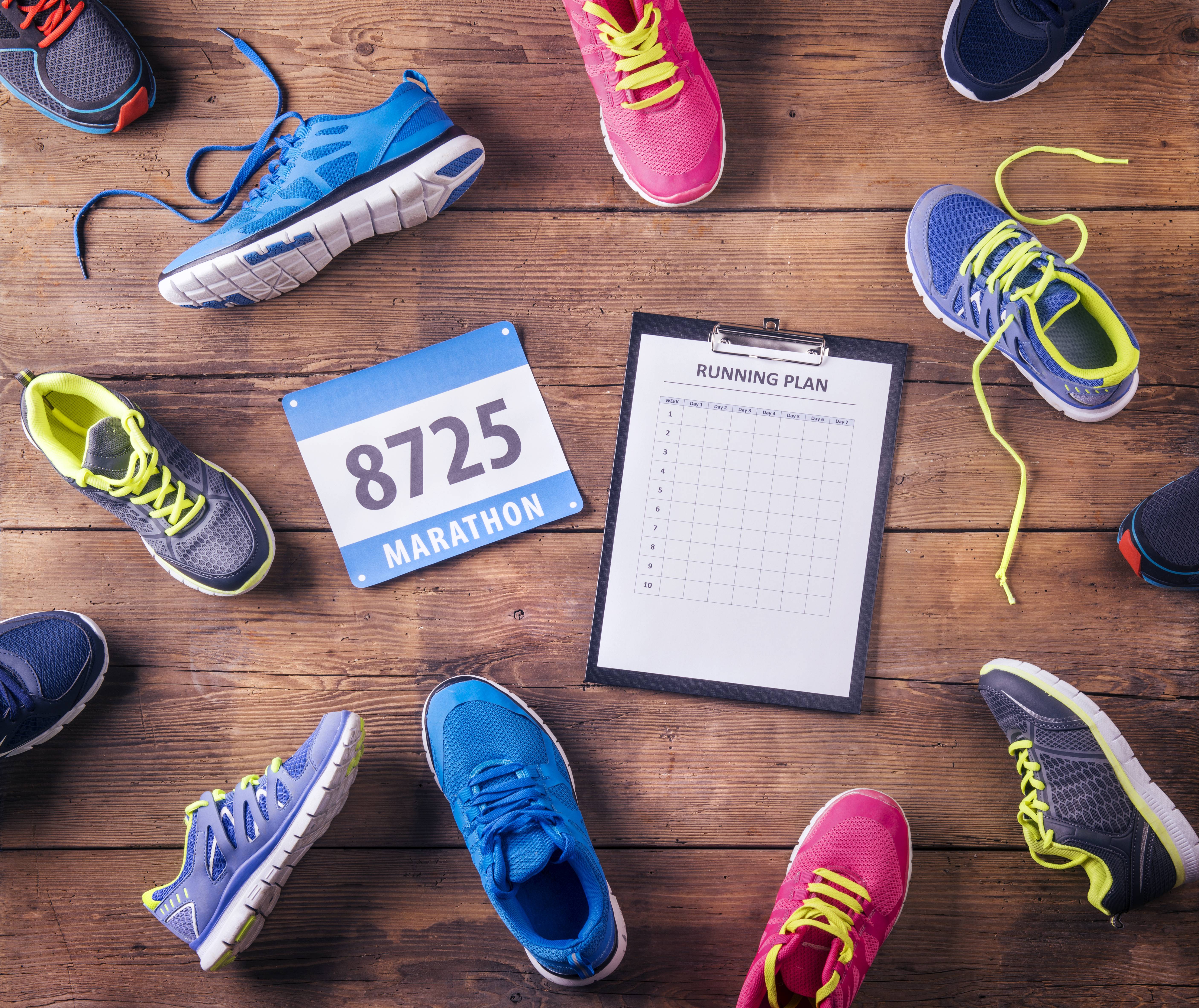 Running shoes around a clipboard