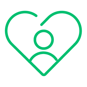 Person Inside Heart as a Green Icon