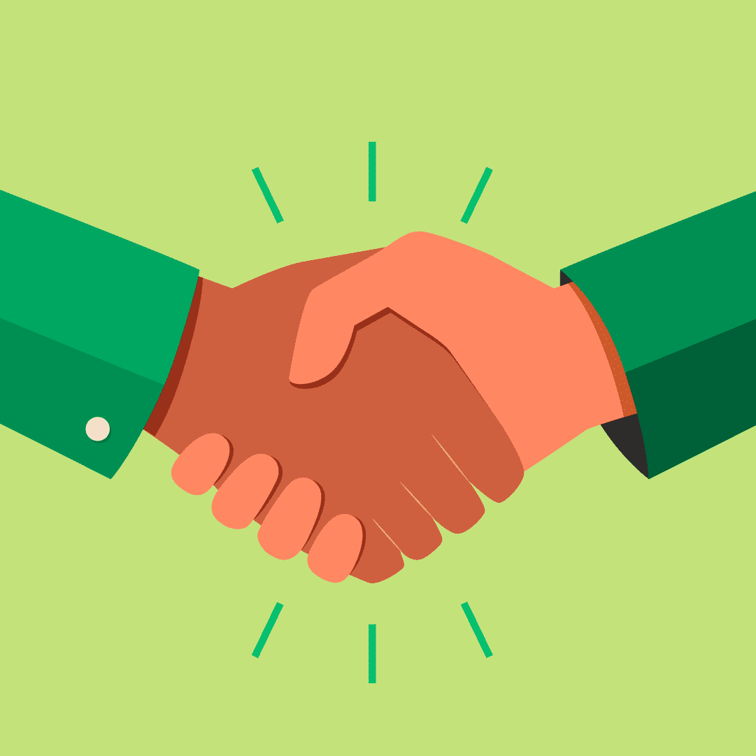 Business development specialist shaking hands