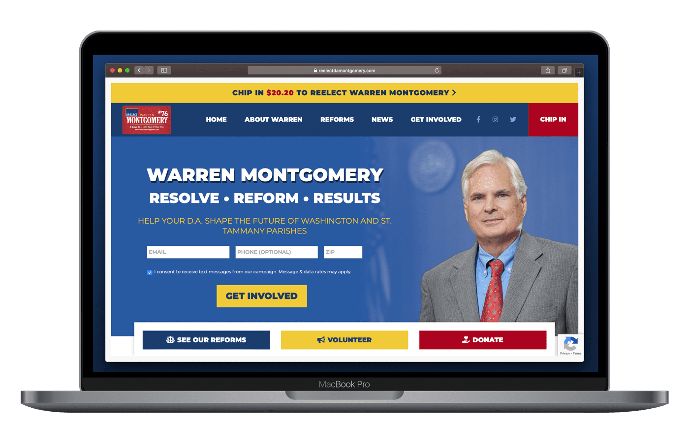 Warren Montgomery website mockup on laptop