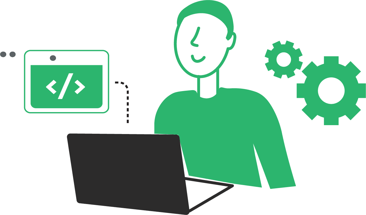 Illustration of man doing web development work