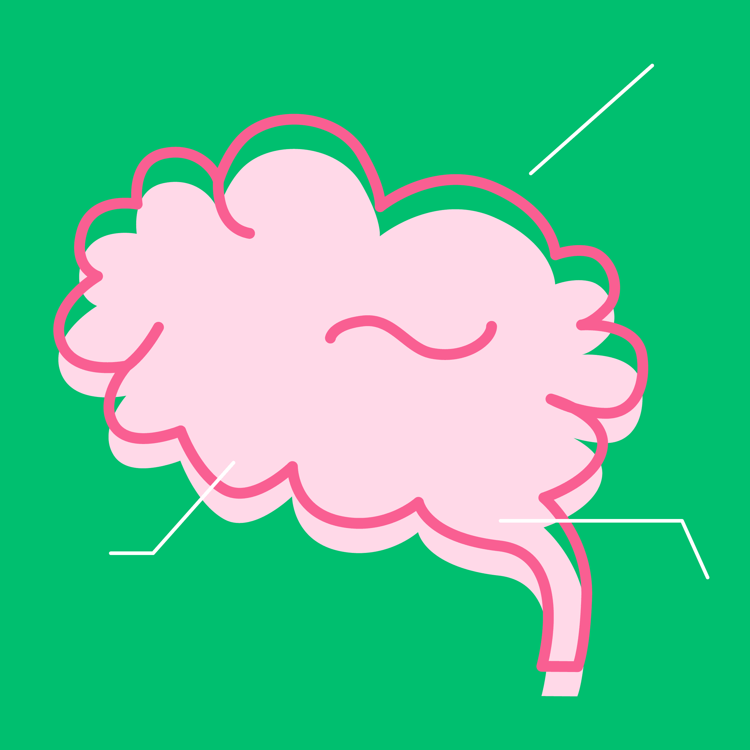 Pink brain icon on green background