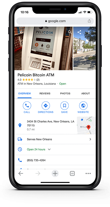 Pelicoin Bitcoin ATM on Google