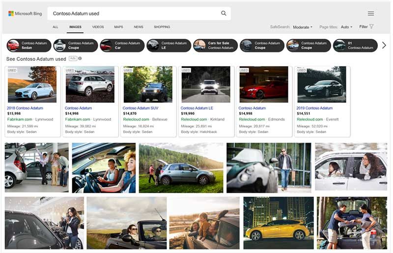 bing automotive serp