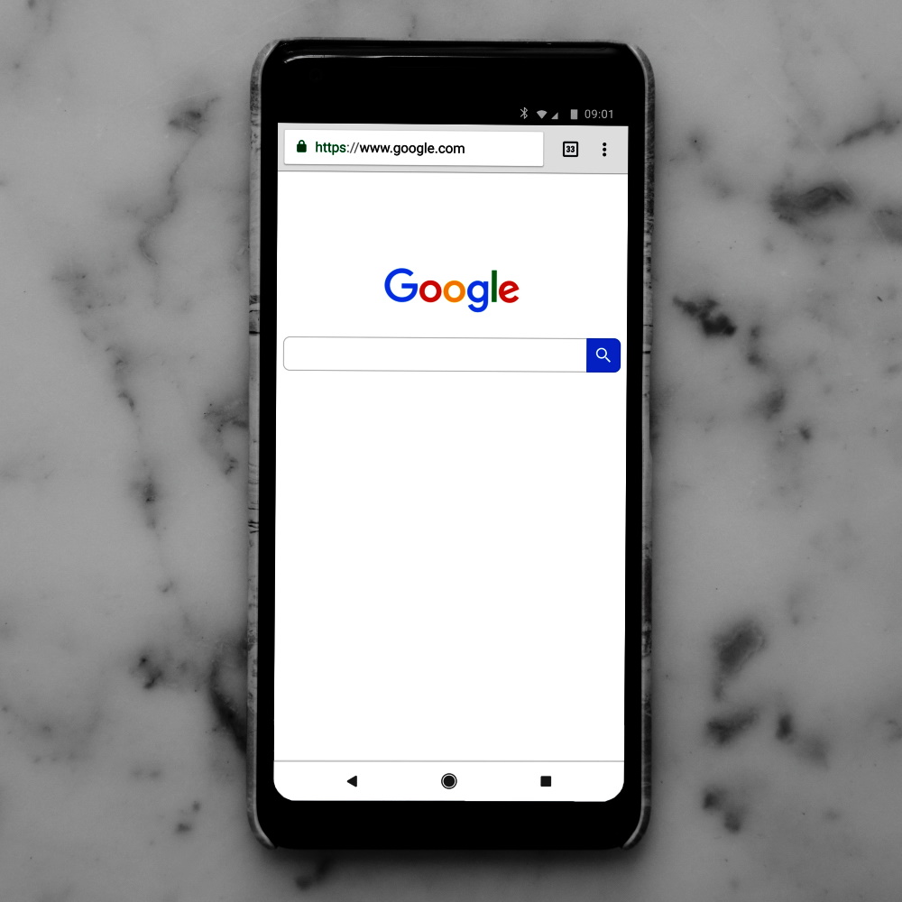 Google mockup on phone screen