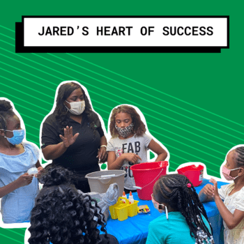 Jared's Heart of Success volunteers and children wearing masks
