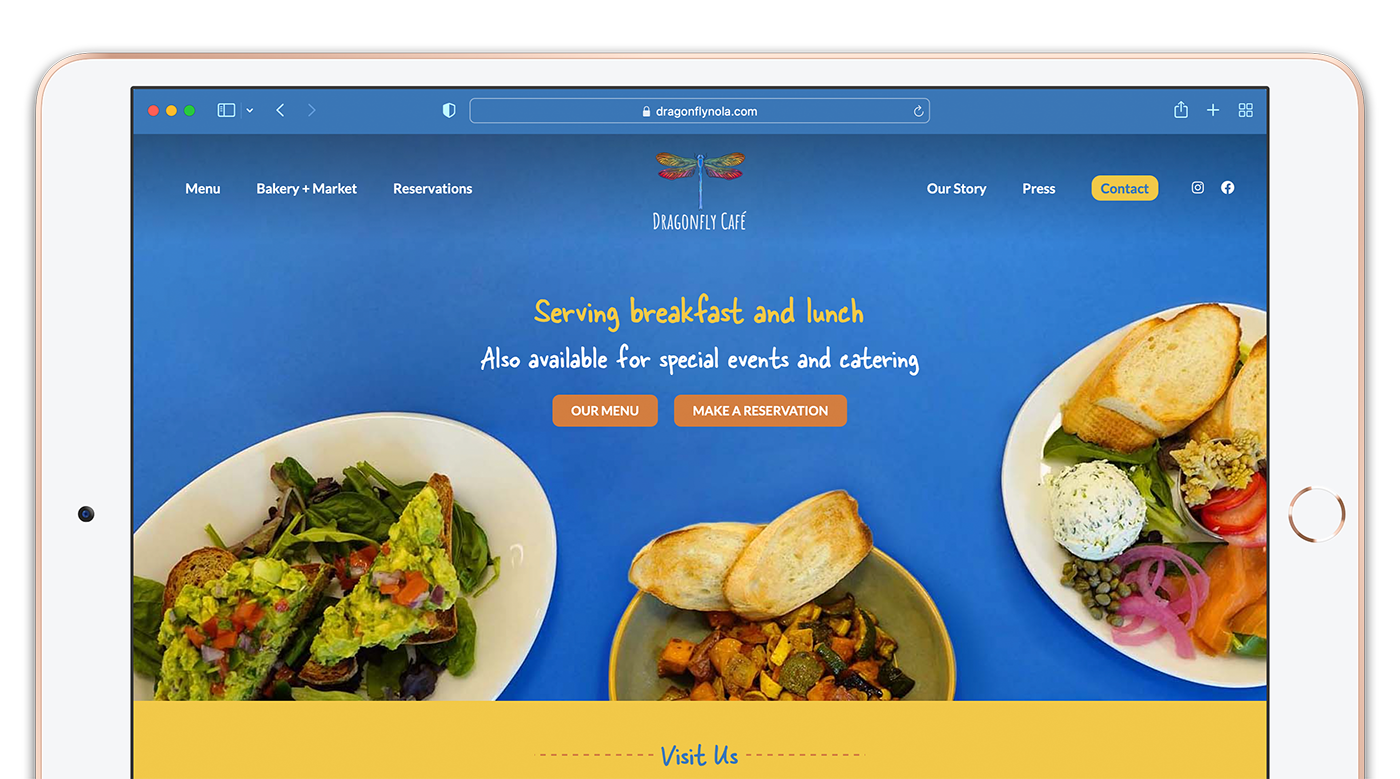 Dragonfly Café's new website home page