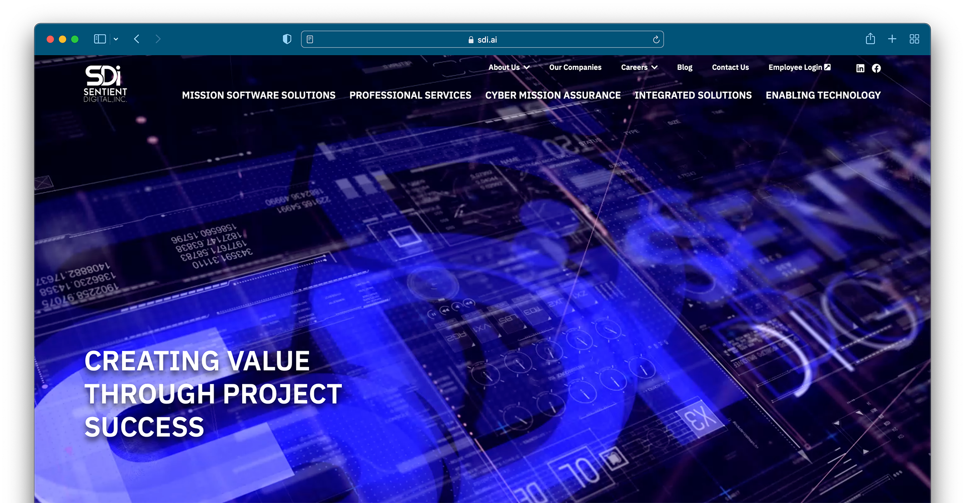 Sentient Digital, Inc.'s new homepage
