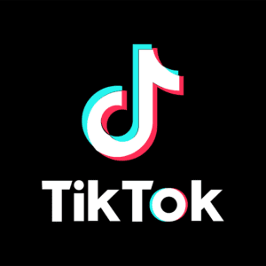 The TikTok logo on a black background.