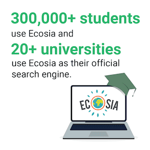 Data about student and university usage of Ecosia, a specialty search engine.