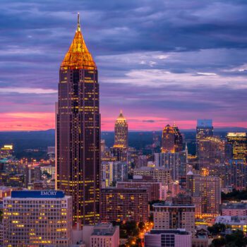 Atlanta skyline at sunset