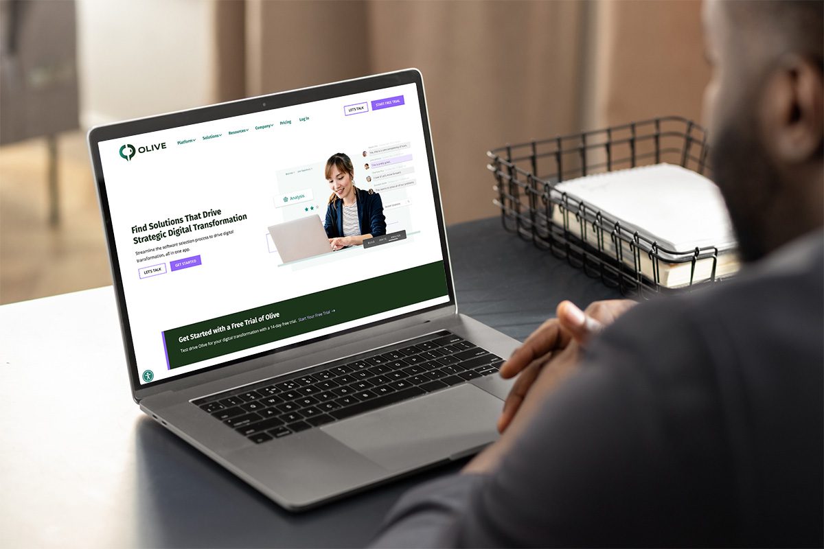 New Olive Technologies website on laptop screen