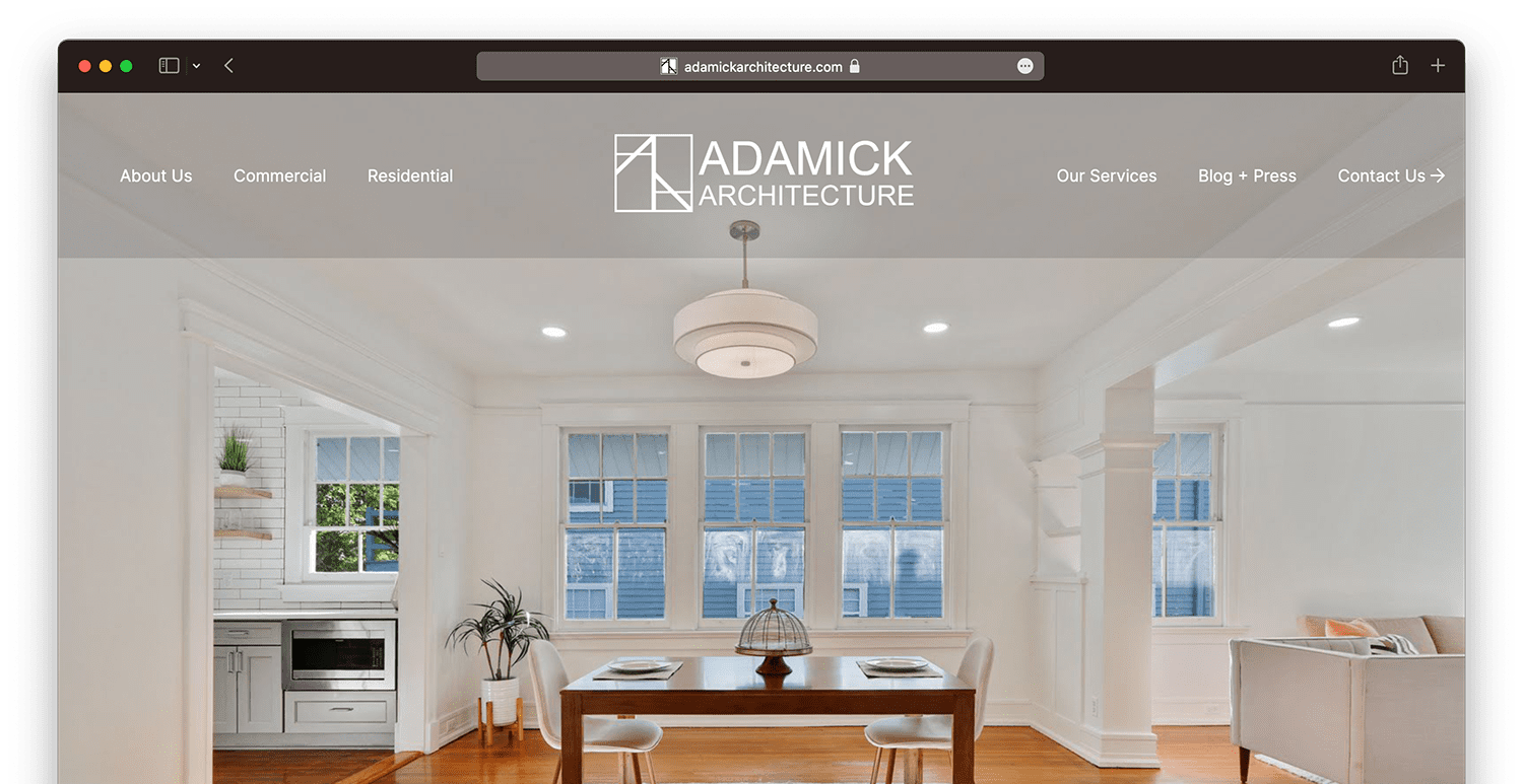 Adamick Architecture website homepage