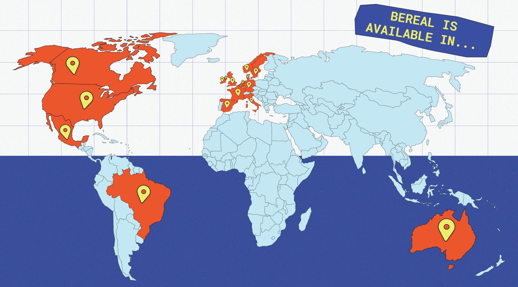 Countries where BeReal is Available.