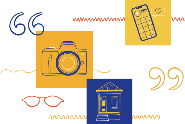 Custom illustrations for Randy Krause Schmidt's brand, including icons for photography, social media management, and real estate