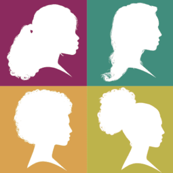 outline of women with various background colors