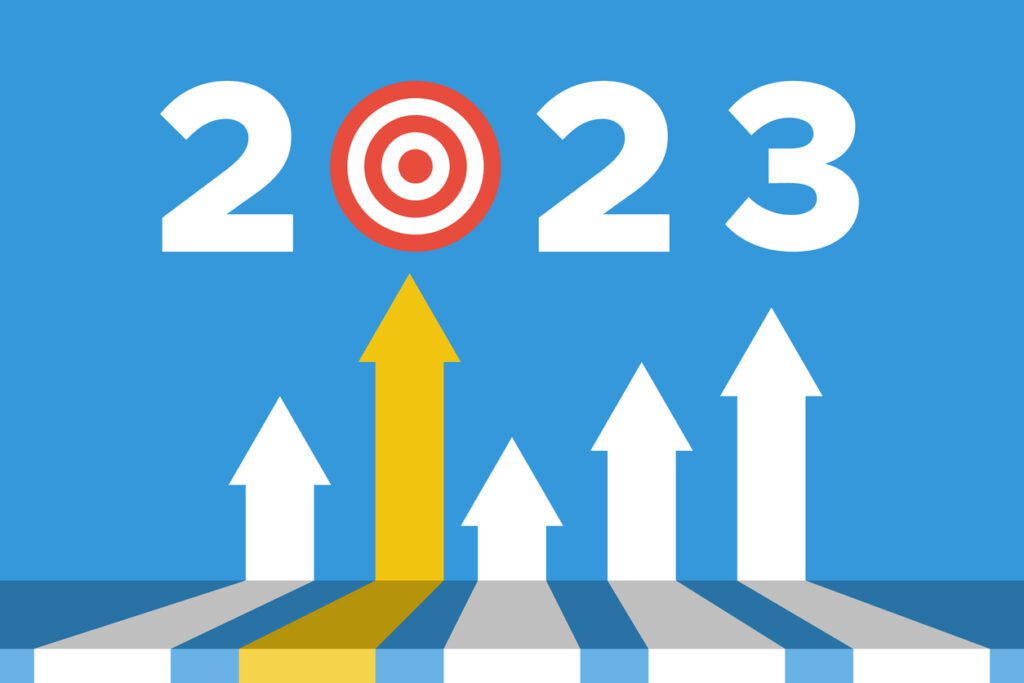 Arrows pointing to 2023 target