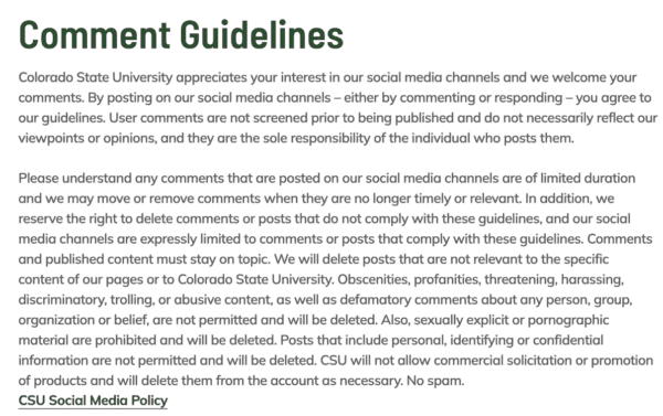 colorado social media guidelines