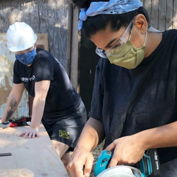 People cutting wood with Dykes With Drills